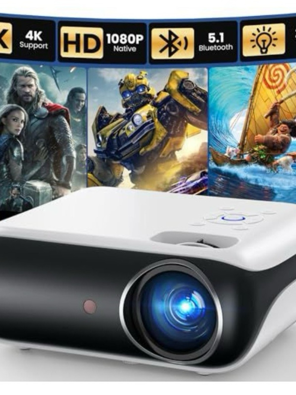 Happrun Portable Mini Video Projector Model H1 in White and Black